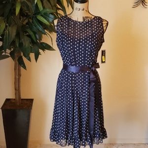 Jessica Howard Navy/White Poke-a-Dot Dress